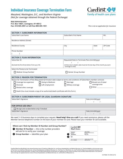 Carefirst Cancellation Form Fill Out Printable PDF Forms Online