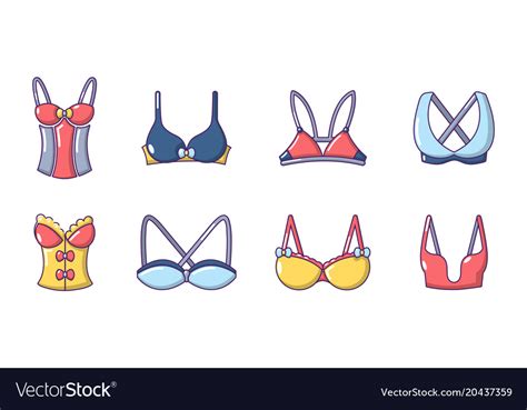 Bra Icon Set Cartoon Style Royalty Free Vector Image