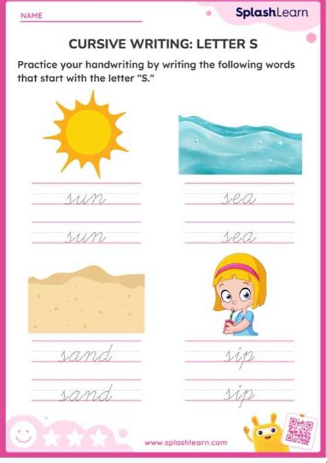 cursive writing letter  printable ela worksheet