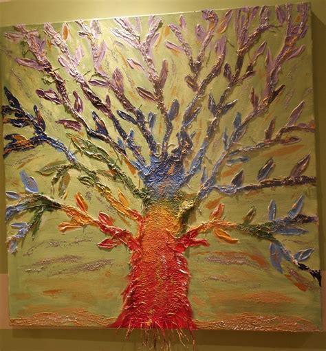 Arbre De Vie Tableau Sur Toile 3d Technique Mixte Peinture Acrylique