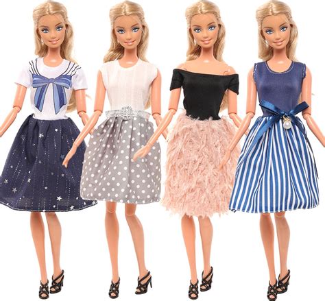 Poppenkleertjes Geschikt Voor Barbie Pop Set Van Jurken Riem