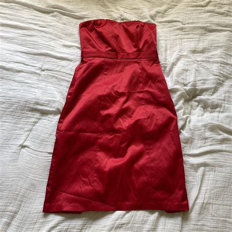 beautiful strapless red satin dress from THE... - Depop