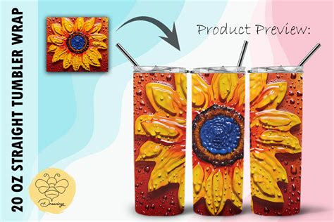 Sunflower D Pop Art Tumbler Wrap Graphic By Beedrawings