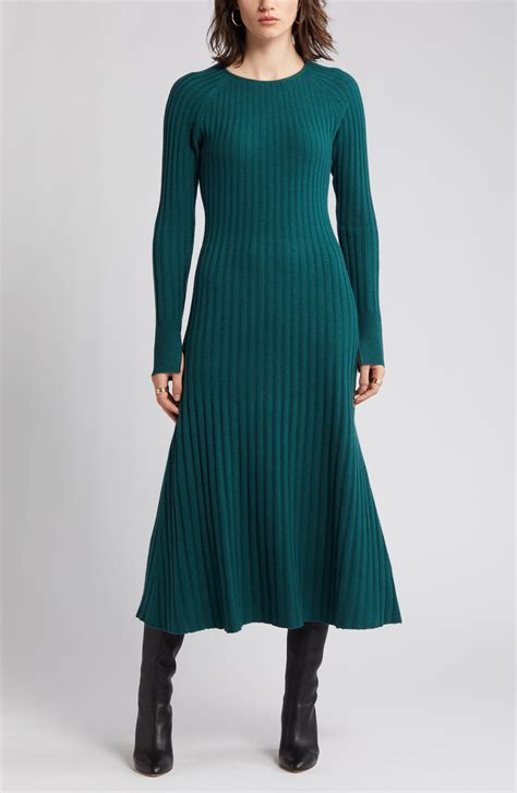 Nordstrom Rib Long Sleeve Midi Sweater Dress Nordstrom