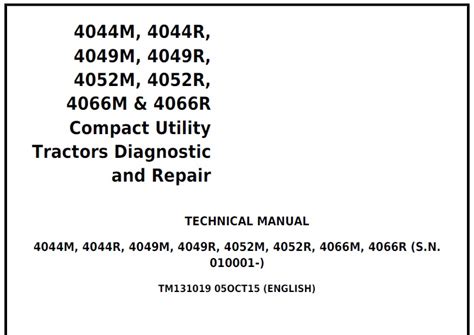 John Deere 4044M 4044R 4049M 4049R 4052M 4052R 4066M 4066R