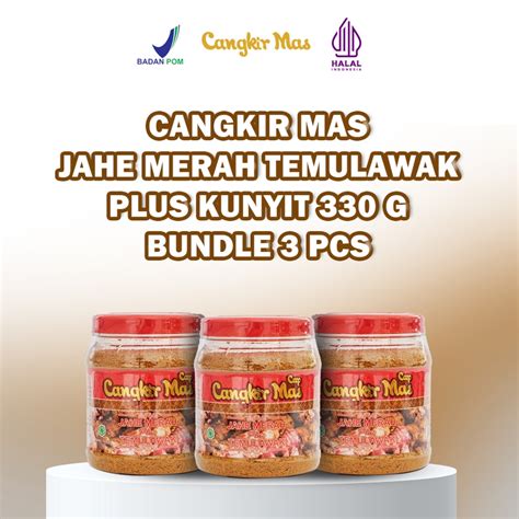 Jual CANGKIR MAS Jahe Merah Plus Temulawak Dan Kunyit 330Gr Paket Isi 3