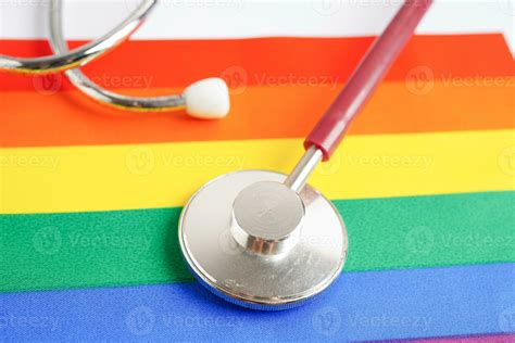 Lgbt Symbol Stethoscope With Rainbow Ribbon Rights And Gender