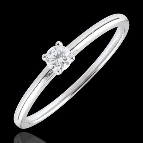 Bague De Fian Ailles Or Blanc Solitaire Oui Carat Or Blanc