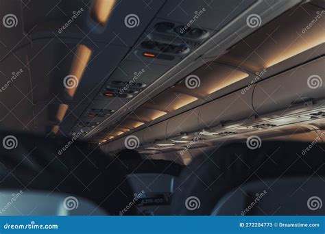 commercial airliner showcasing  overhead system stock image image