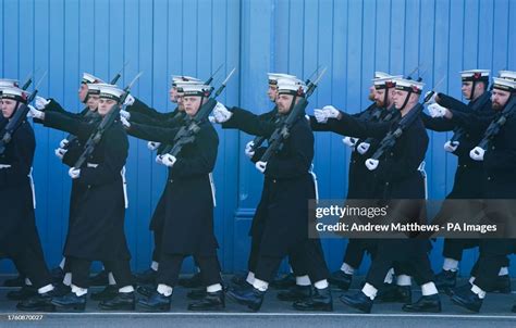 Ratings And Officers From The Royal Navy Rehearse At Whale Island In