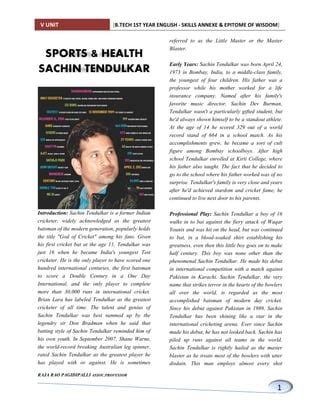 5 Sports Health Sachin Tendulkar And Convocation Speech PDF