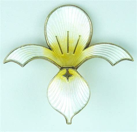 Aksel Holmsen Orchid In Lovely White And Yellow Guilloche Enamel