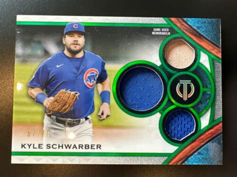 Kyle Schwarber Chicago Cubs Topps Tribute Triple Relic Game