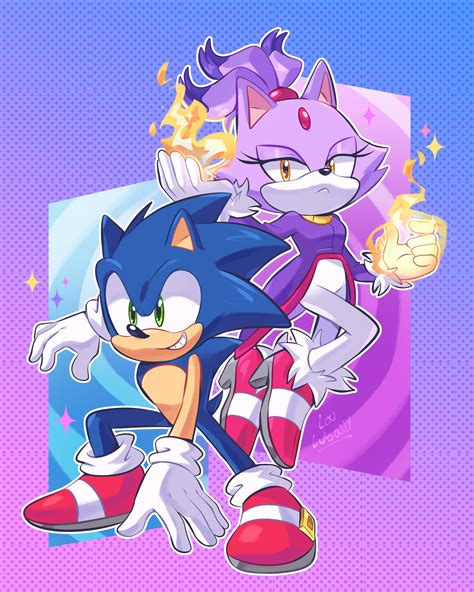 Sonic The Hedgehog And Blaze The Cat Sonic And More Drawn By Lou