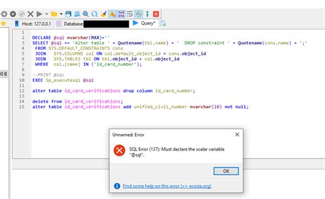 Sql Server Sql Error 137 Must Declare The Scalar Variable Sql Stack Overflow