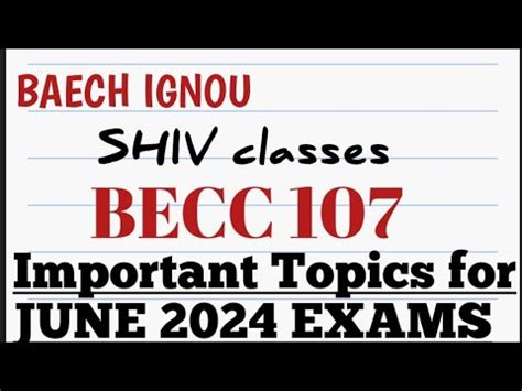 BECC 107 Important Topics For JUNE 2024 EXAMS BAECH IGNOU By SHIVANGI