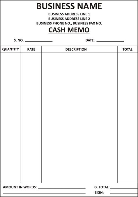 General Knowledge Library: Cash Memo Template