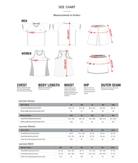 Size Charts Jog Sports