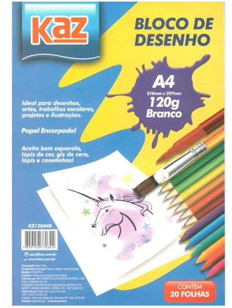 Bloco De Desenho A Branco G Fls Und Kaz