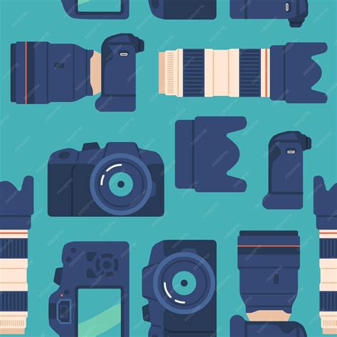 Premium Vector | Seamless photo camera and lens pattern perfect for