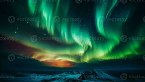 Night adventure in the arctic Glowing aurora illuminates majestic ...