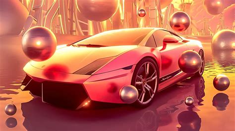 Download wallpaper 1920x1080 car, sports car, balls, buildings, art ...