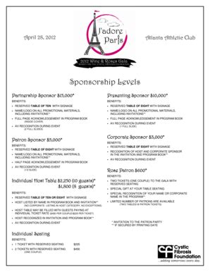 Fillable Online Cff Sponsorship Proposal2 Pub Cystic Fibrosis