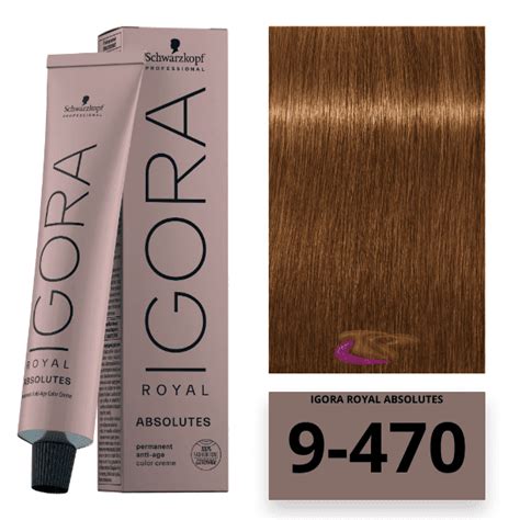 Tinte Igora Royal Absolutes 9470 Rubio Muy Claro Beige Cobrizo 60 Ml