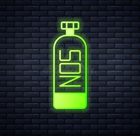 Glowing Neon Nitrous Oxide Icon Isolated On Brick Wall Background