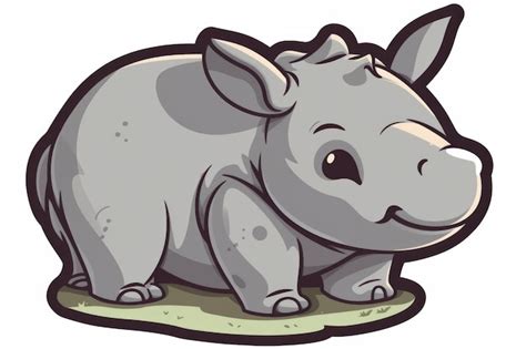 Premium Photo | A cartoon drawing of a rhinoceros.