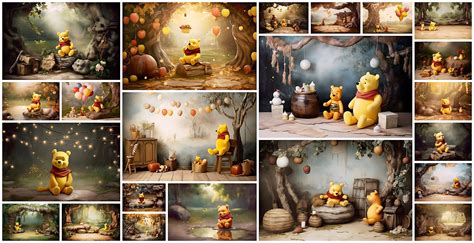 Winnie The Pooh Backdrops Digital Background Studio Etsy