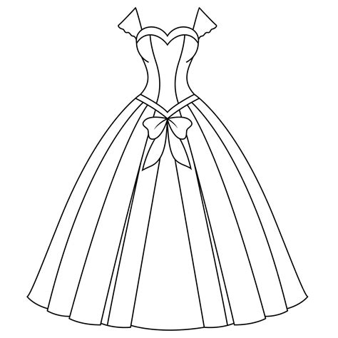 Premium Vector | Coloring page of a princess dress for kids Fashion