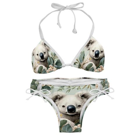 Koala Swimsuit Bikini Set With Detachable Sponge And Adjustable Strap