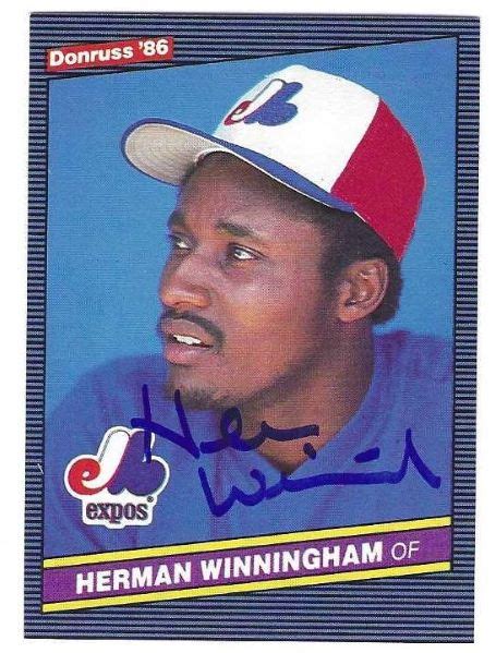 Autographed Herm Winningham Montreal Expos Donruss Card Main