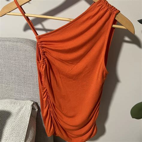 Orange Asymmetric Glassons Top Only Worn Once Depop