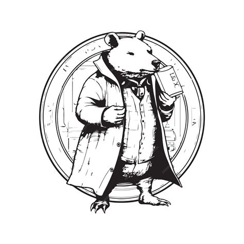 Premium Vector Wombat Alchemist Vintage Logo Line Art Concept Black