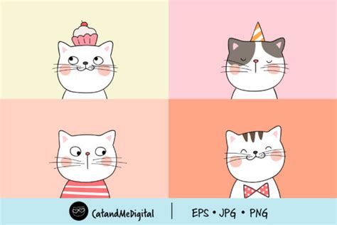 Clip Art Cute Cat On Pastel Graphic By Catandme · Creative Fabrica