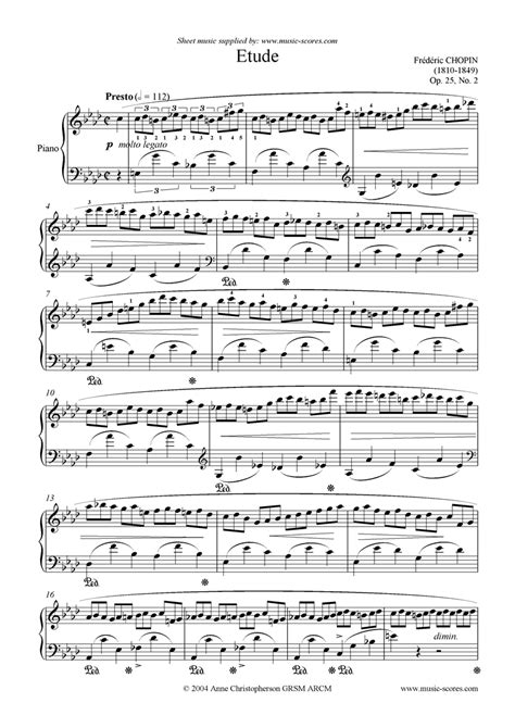 Chopin Etude Op 25 No 5 Sheet Music