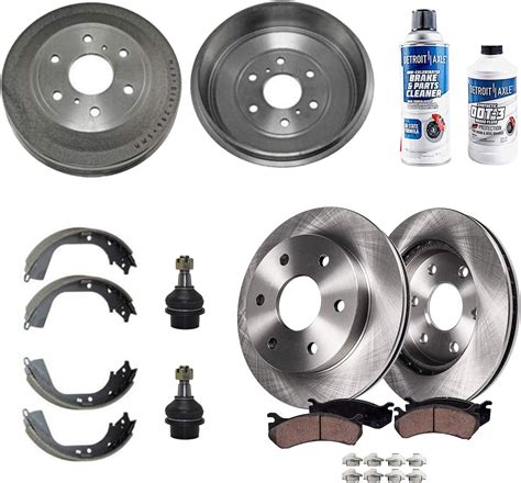 Detroit Axle Front Brake Disc Rotors Pads Rear Drum Brake Kit W