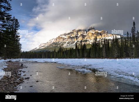 Castle Mountain in winter Stock Photo - Alamy