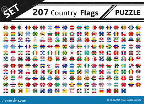 207 Country Flags Puzzle Cartoon Vector | CartoonDealer.com #88427201