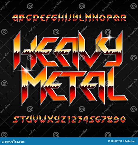 Heavy Metal Alphabet Font Shiny Letters And Numbers In Hard Rock Style