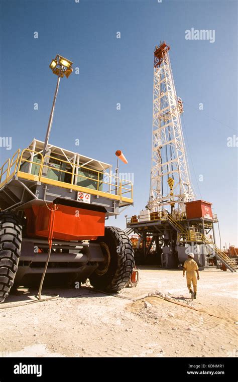 An Oil Rig Exploring For Oil And Gas In The Deserts Of Saudi Arabia At