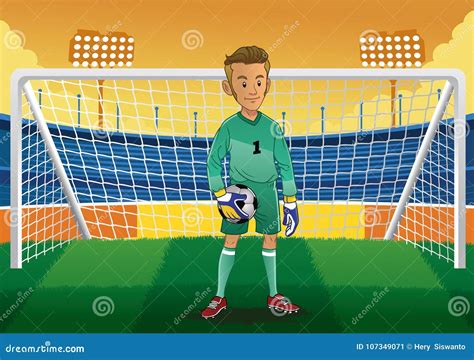 soccer goalkeeper keeping goal  arena vector illustration flat