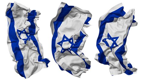 Free Israel Flag Waves Isolated In Different Styles With Bump Texture