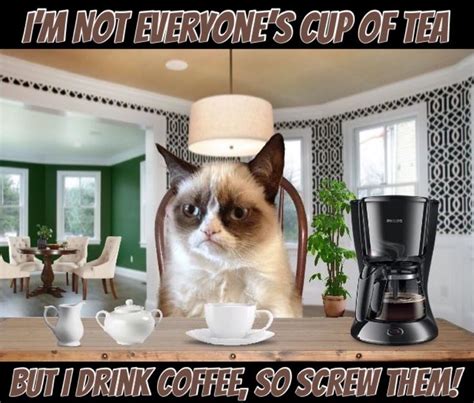 Grumpy Cat Says Im Not Everyones Cup Of Tea But I Drink Coffee So Screw Them ☕️ Grumpy Cat