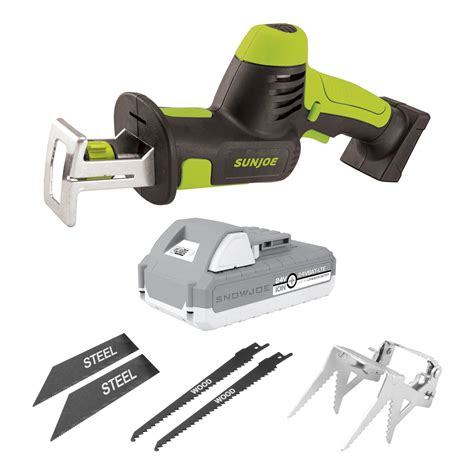 Sun Joe 24v Cordless Reciprocating Saw Kit W 4 Blades 2ah Battery And Charger