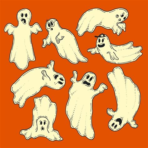 Colecci N Fantasmas De Halloween Dibujados A Mano Vector Gratis