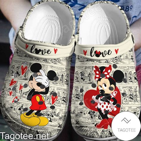 Mickey Mouse And Minnie Mouse Kiss Vintage Crocs Clogs Tagotee