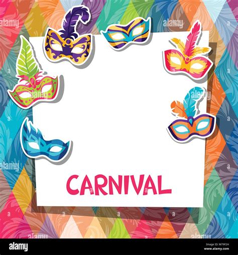 Celebration Festive Background With Carnival Masks Stickers Stock Vector Image And Art Alamy